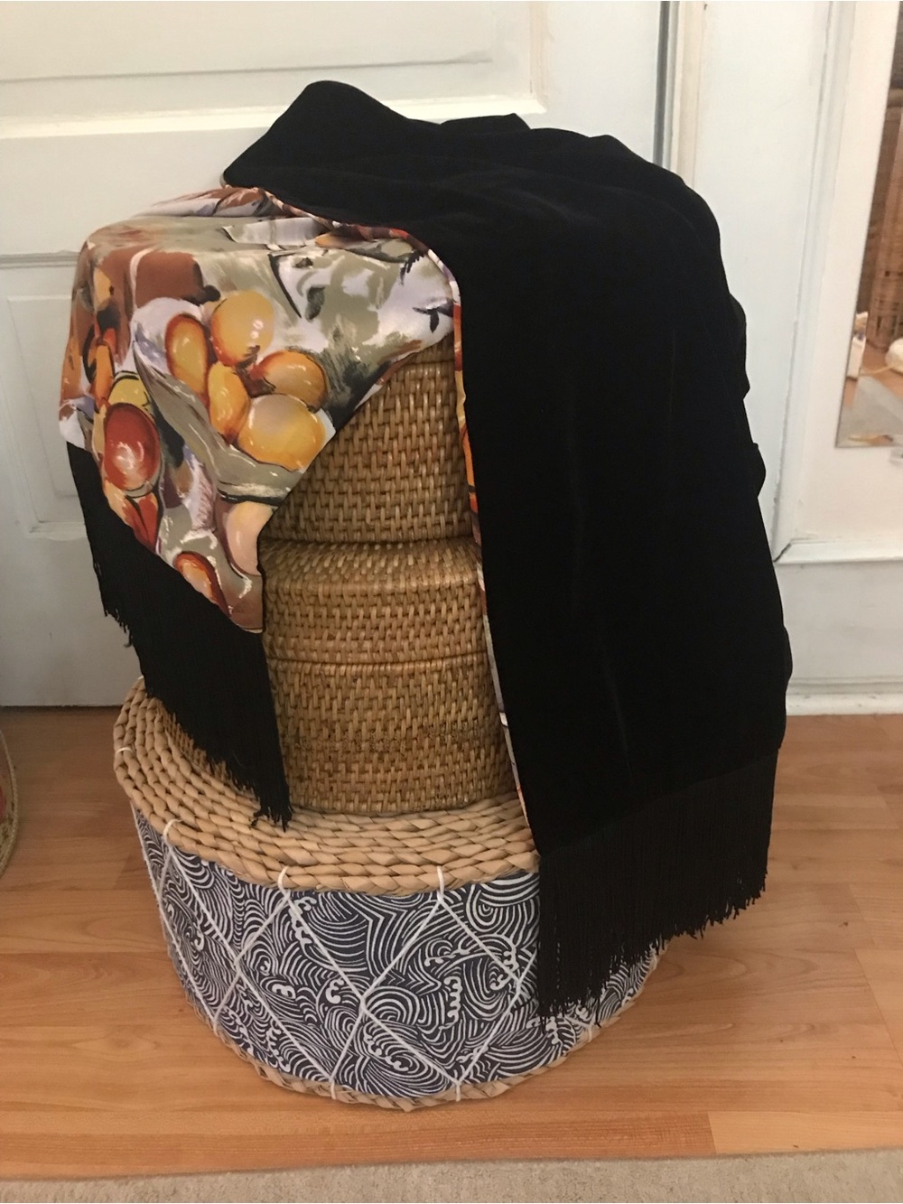 Velvet/Silk Shawl with fringe